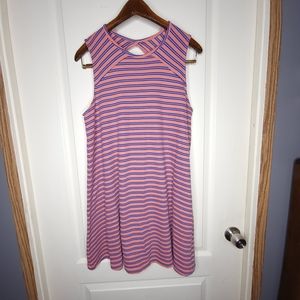 Brisos Women's Medium Tank Top Dress Strips Keyhole Back